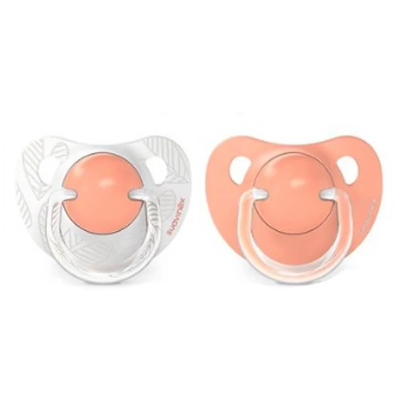 Suavinex Chupete Látex Anatómico 6-18M Blanco-Coral 2 Unidades 212046