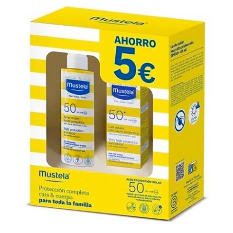 Mustela Solar Spf50+ Spray 200Ml + Leche Facial 40Ml Pack