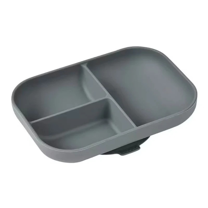 Beaba Plato Dividido Silicona Con Ventosa Gris Mineral