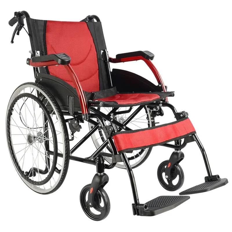 silla de ruedas de alum. autopropulsable, roja