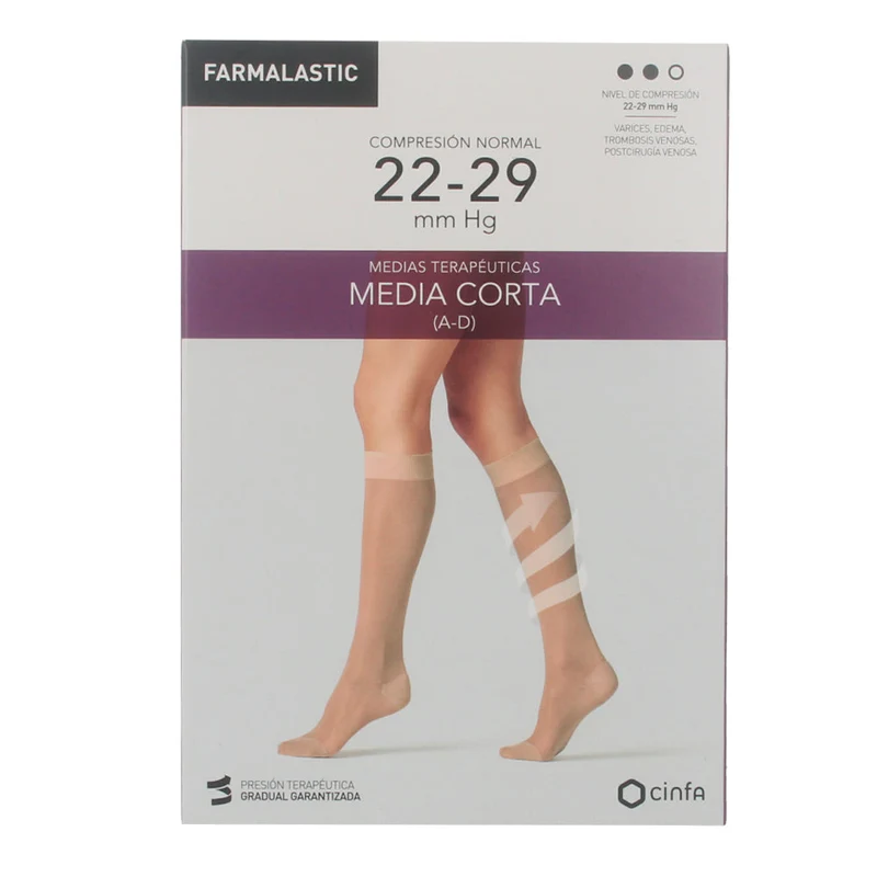 Farmalastic Media Corta Normal Negra Talla Grande