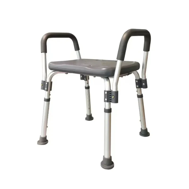 banqueta de ducha regulable con reposabrazos, gris