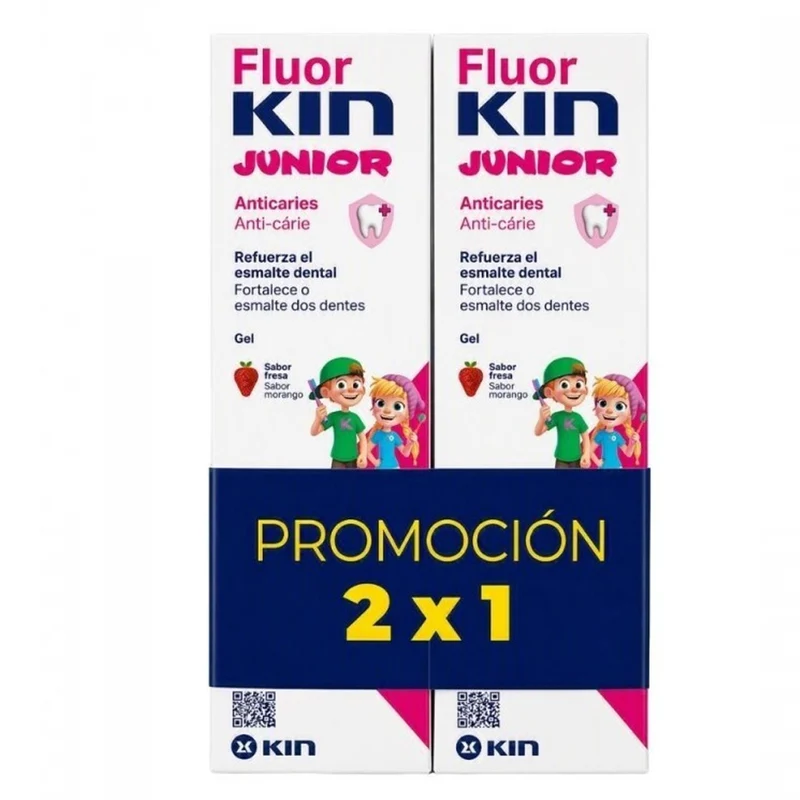 Kin Fluor-Kin Junior Gel Fresa 75 Ml Pack 2x1