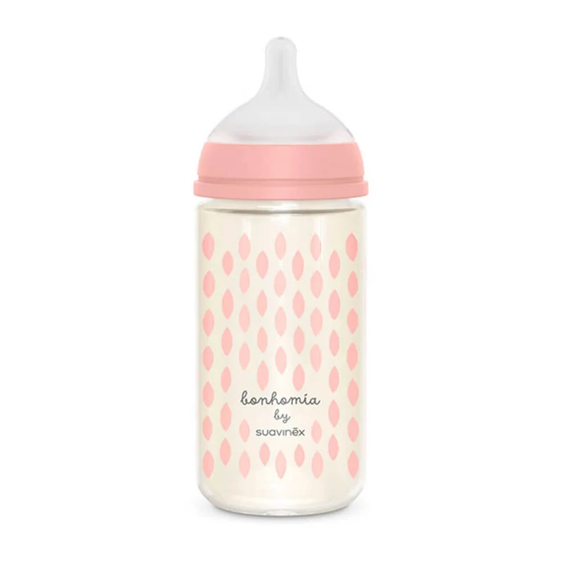 Suavinex Biberón Silicona Sxpro Vidrio Premium T.M Rosa Búho 240 ml 170185