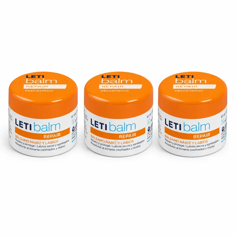 Letibalm Pediátrico, Bálsamo Reparador Nariz Y Labios, 10 ml pack 3