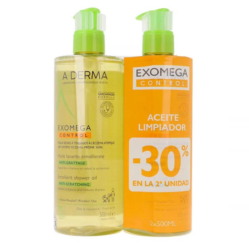 A-Derma Exomega Aceite Limpiador Ducha Emoliente 500 ml Duplo