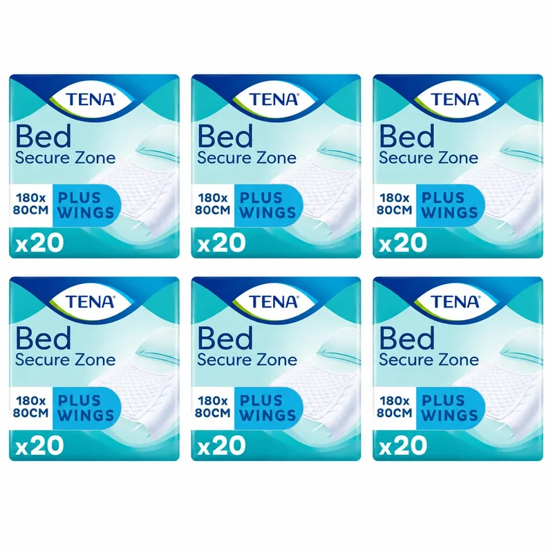Tena Protector De Cama Bed Plus 80 X 180, 20 Unidades , pack 6