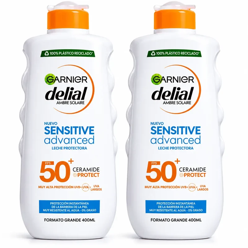 Garnier Delial SPF50+ Leche Solar 400 m, pack 2