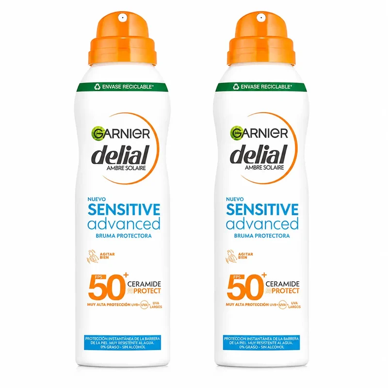 Garnier Delial Sensitive Advanced Ip50+ Bruma Para Pieles Sensibles, Claras E Intolerantes Al Sol. Pediátrico, 150Ml , pack 2