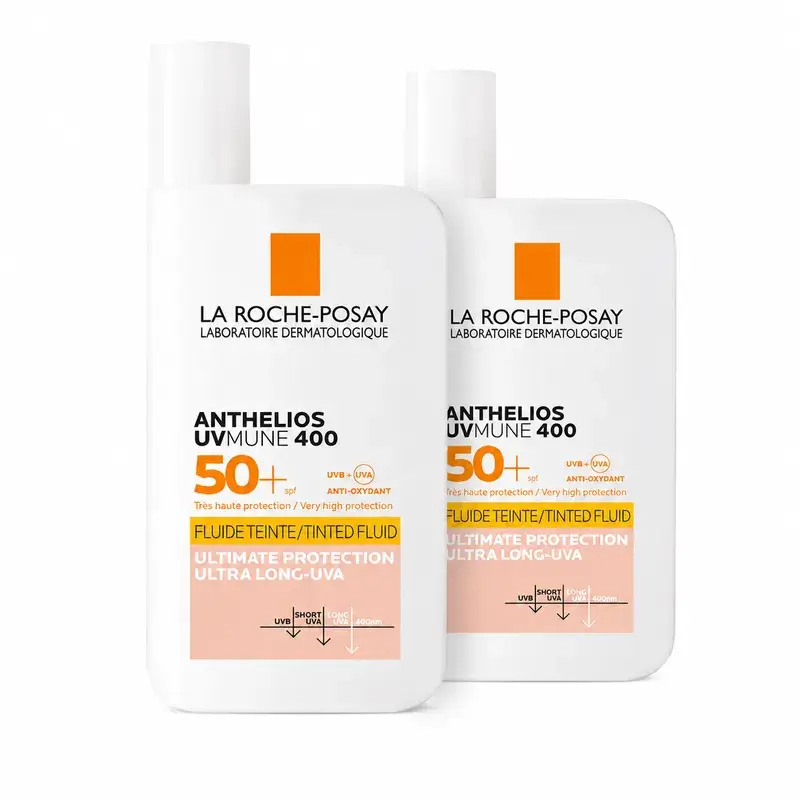 La Roche Posay Anthelios UVMune 400 SPF50+ Fluido con Color, Pack 2 x 50 ml