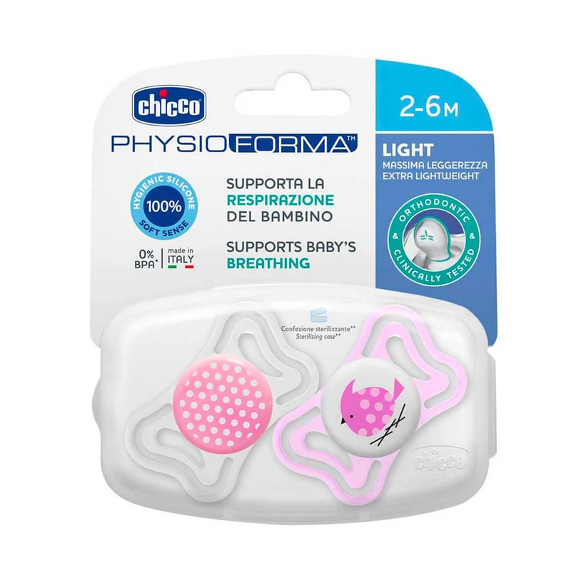 Chicco Chupete Silicona Physio Light Rosa 2-6M 2 Unidades