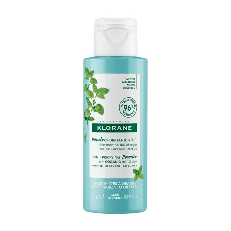 Klorane Menta Acuática Polvo Limpiador Purificante Bio 50G