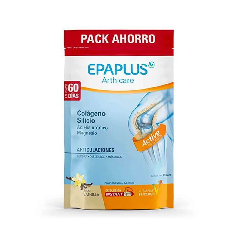 Epaplus Colágeno + Silicio + Hialurónico + Magnesio Vainilla Polvo 668 Gr