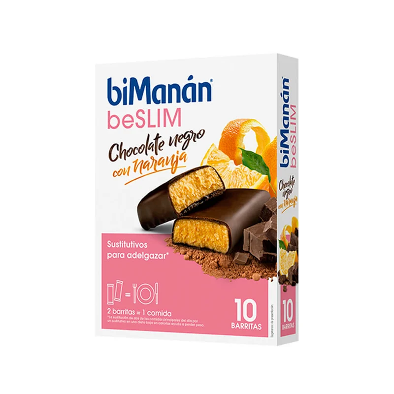 Bimanán Beslim Barritas Chocolate Negro Con Naranja 10 Unidades