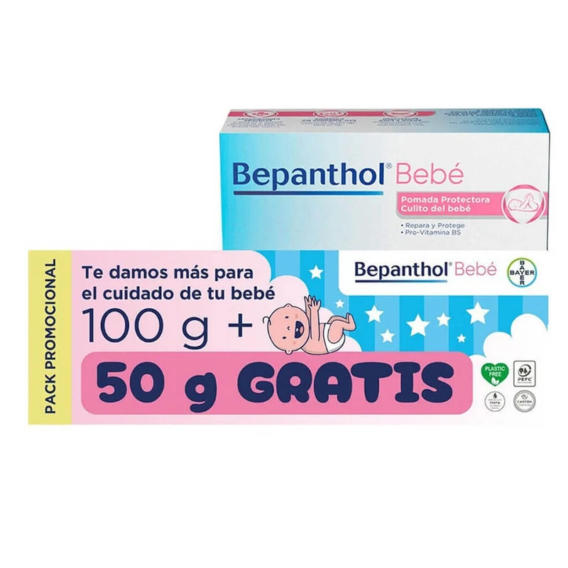 Bepanthol Pomada Protectora Bebe 100 Gramos + Regalo 50 gr Pack