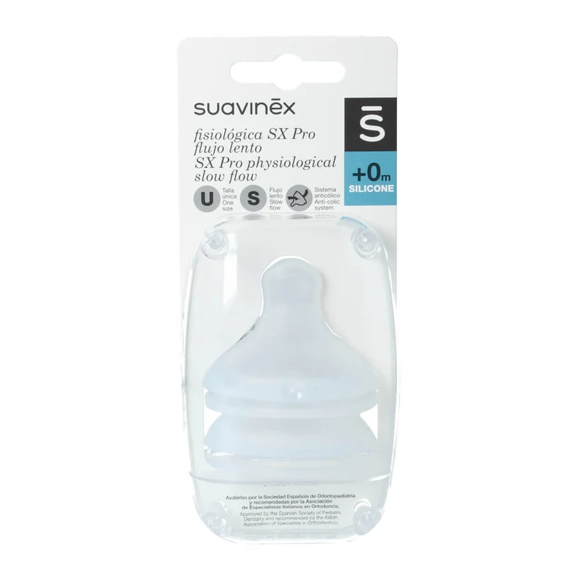 Suavinex Tetina Silicona Sxpro Fisiológica Flujo S +0M 2 Unidades