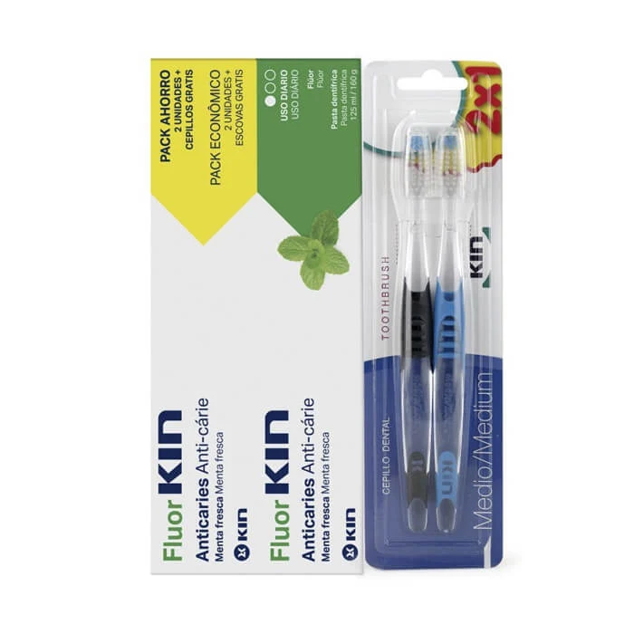 Kin Flúor-Kin Pasta Menta 125 ml Duplo + 2 Cepillos
