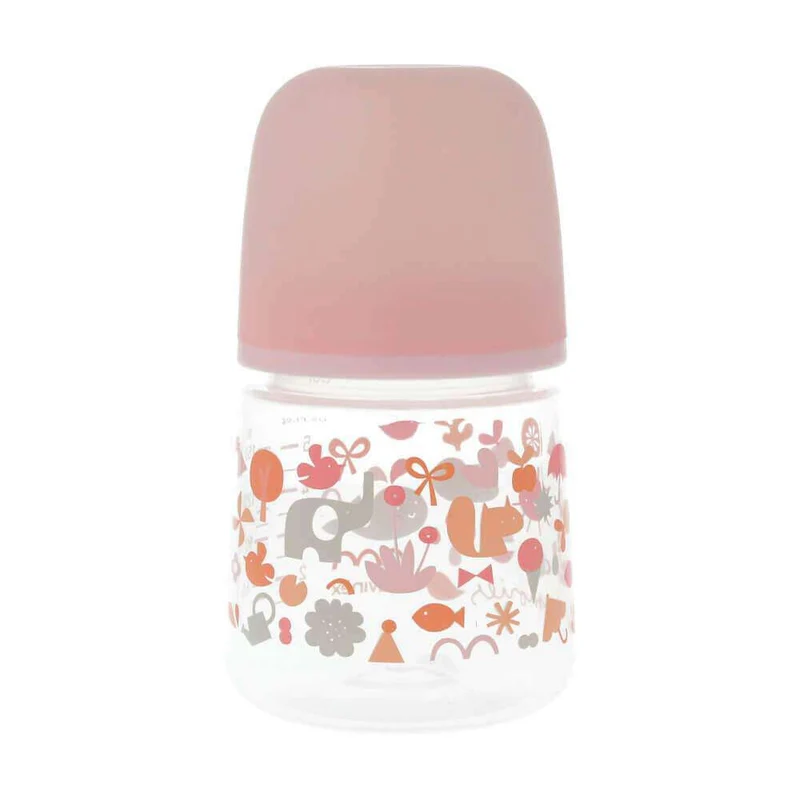 Suavinex Biberón Silicona Anatómico Clásico T.M Rosa Walk In The Park 0-6M 150 ml 198558