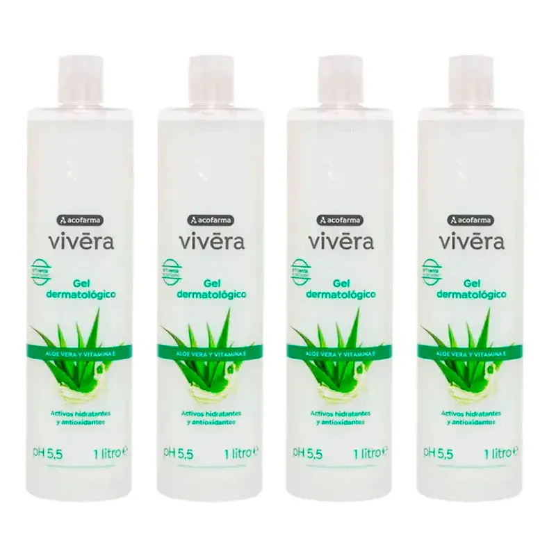 Acofar Vivera Gel Aloe Vera Vitamina E, Pack 4 x 1 Litro
