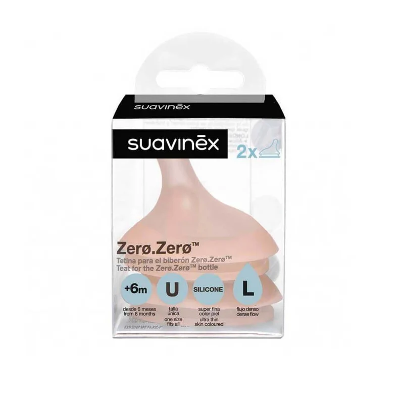 Suavinex Tetina Silicona Zero +6M Flujo L 2 Unidades