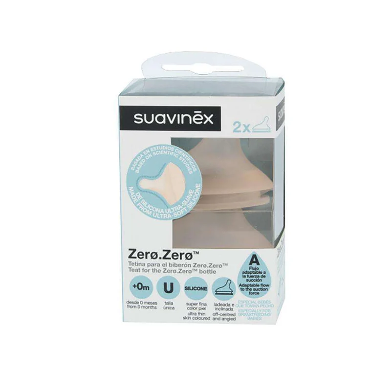 Suavinex Tetina Silicona Zero +0M Flujo A 2 Unidades
