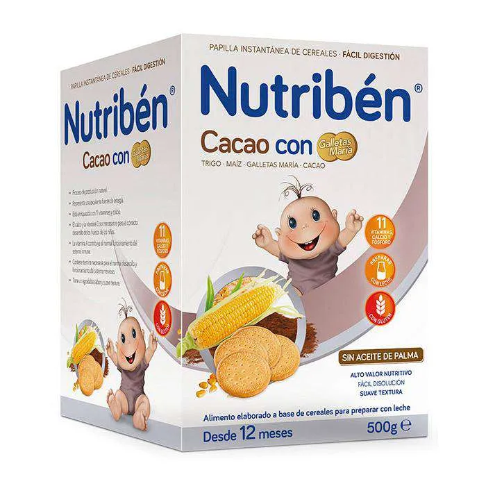 Nutribén Papilla Cacao Con Galletas María 500 Gr
