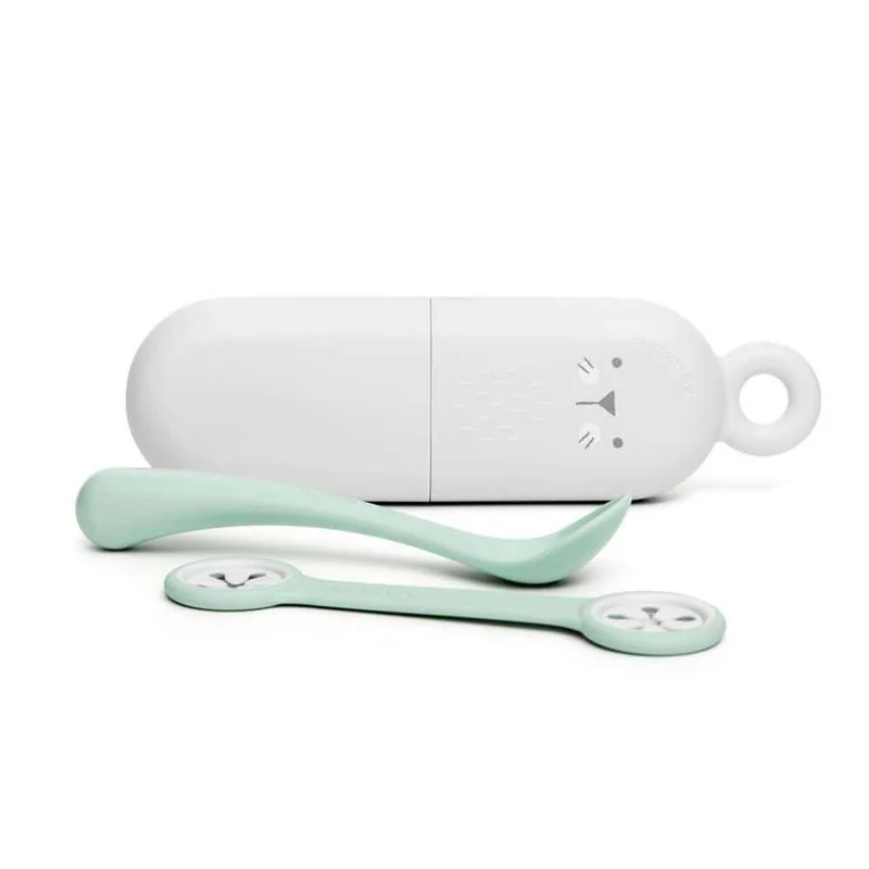Suavinex Set Portacuchara+Cuchara+Sujeta Babero Gris 157843