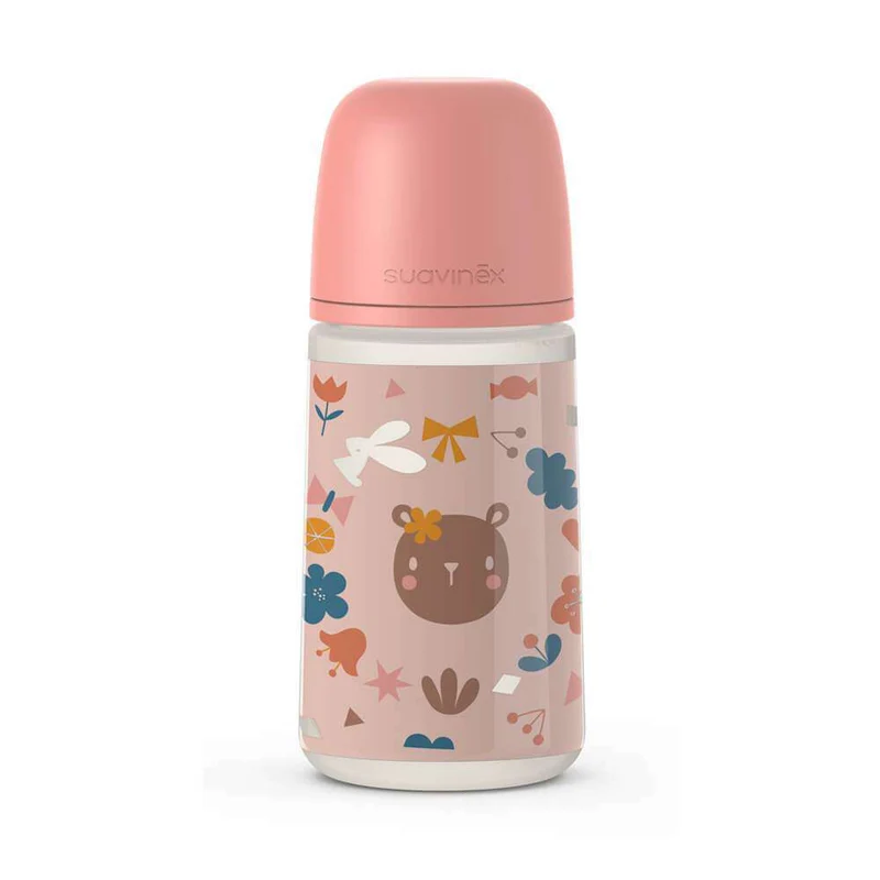 Suavinex Biberón Silicona Sxpro Fisiológico Flujo M Rosa Walk In The Park 270 ml 199255
