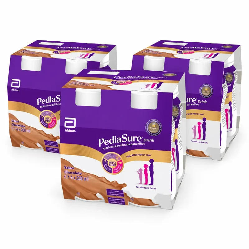 Pediasure Drink Chocolate Niños, 4 Botellas x 220 ml Pack 3