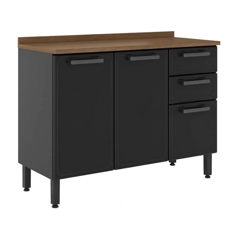 Bertolini Mueble de Cocina Metálico con Encimera 3 Puertas y 2 Gavetas Estilo