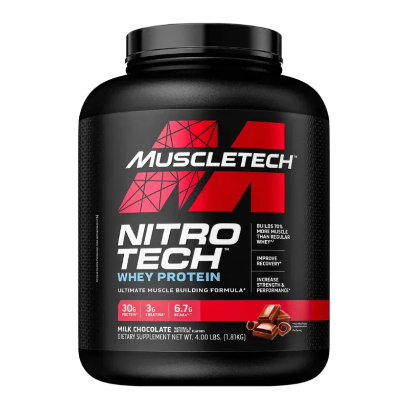 MuscleTech Suplemento Deportivo Proteína Nitro Tech Whey Protein, 4 Libras